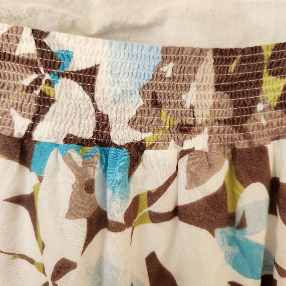 J. Jill Midi Dress Summer Floral Print Straps Blue Aqua Brown White 16 Petite - Picture 7 of 14